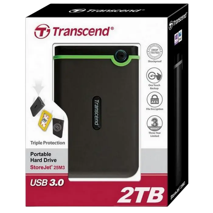 HDD portabil extern Transcend StoreJet 25M3C 2 TB Iron Gray