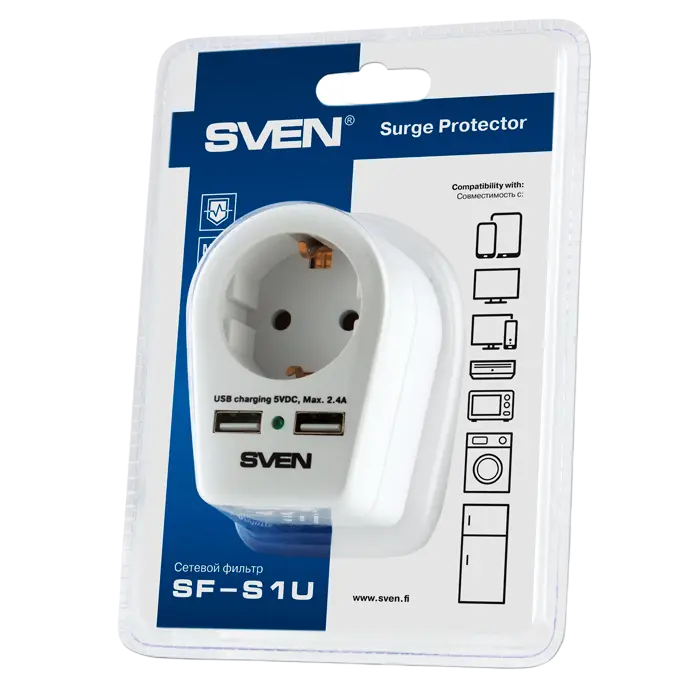 Prelungitor electric SVEN SF-S1U Alb