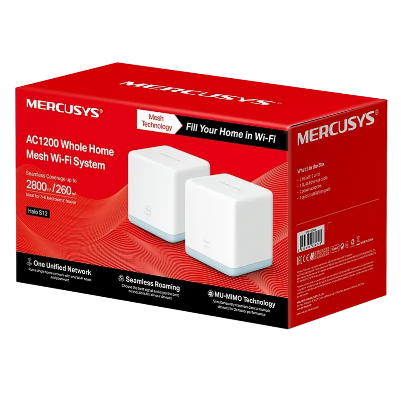 Домашняя Mesh Wi-Fi система MERCUSYS Halo S12 (2-pack) Белый