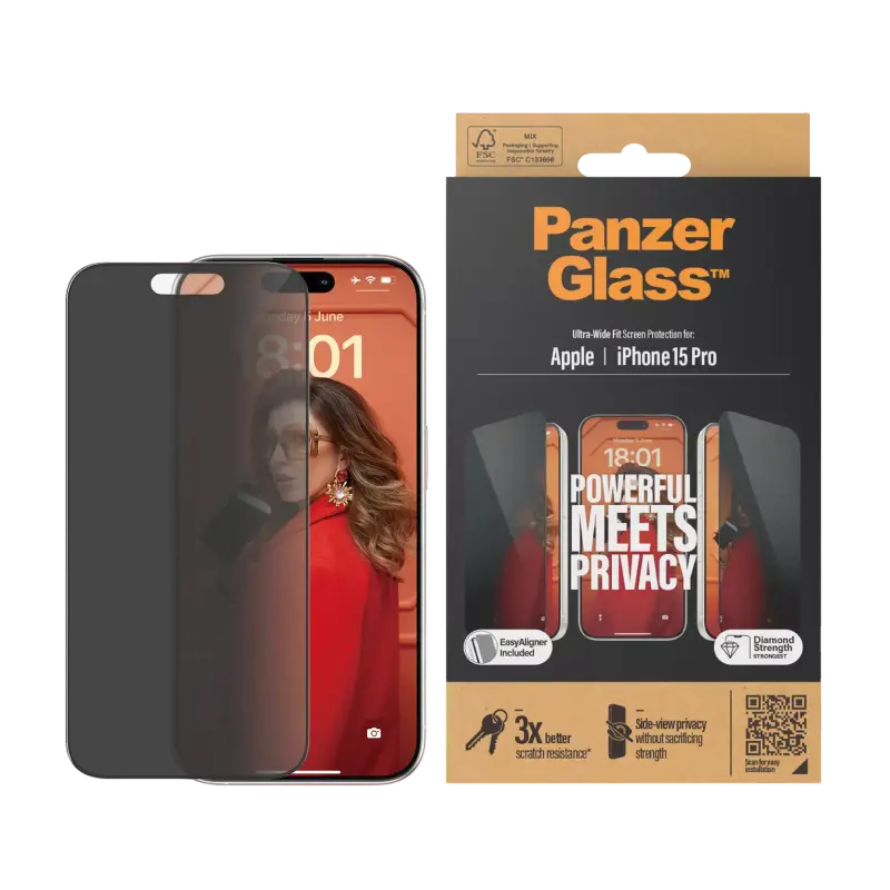 Защитное стекло PanzerGlass Apple iPhone 15 Pro UWF Privacy wA UWF Прозрачный