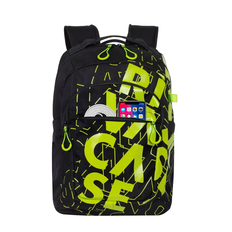 Повседневный рюкзак Rivacase Heide Чёрный/Лайм