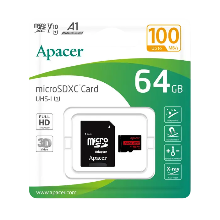 Карта памяти Apacer microSDHC UHS-I U1 Class 10 64ГБ