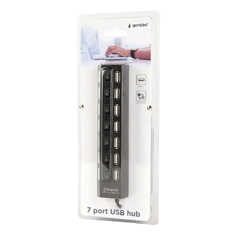 USB-концентратор Gembird UHB-U2P7-03 Черный