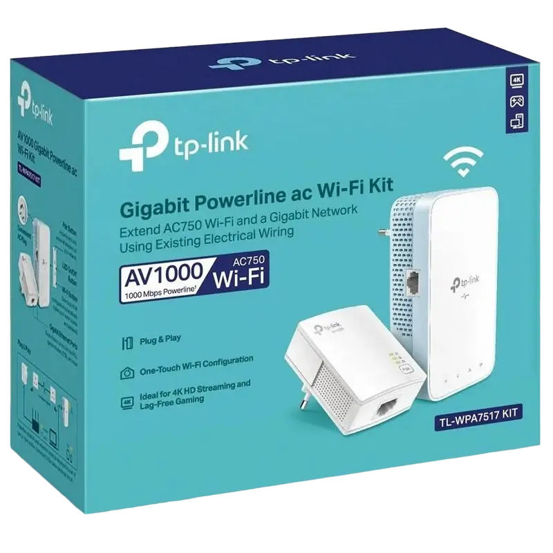 Wi-Fi + Powerline адаптер TP-LINK AV1000 Gigabit Белый