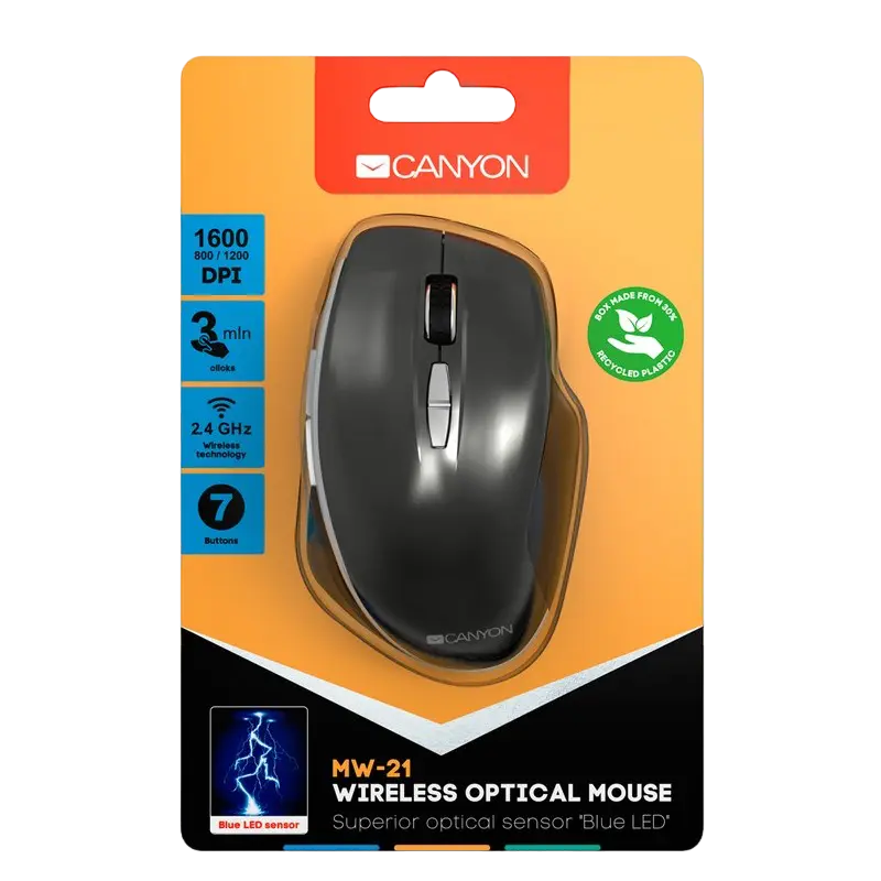 Беcпроводная мышь Canyon MW-21 Беспроводное Серый